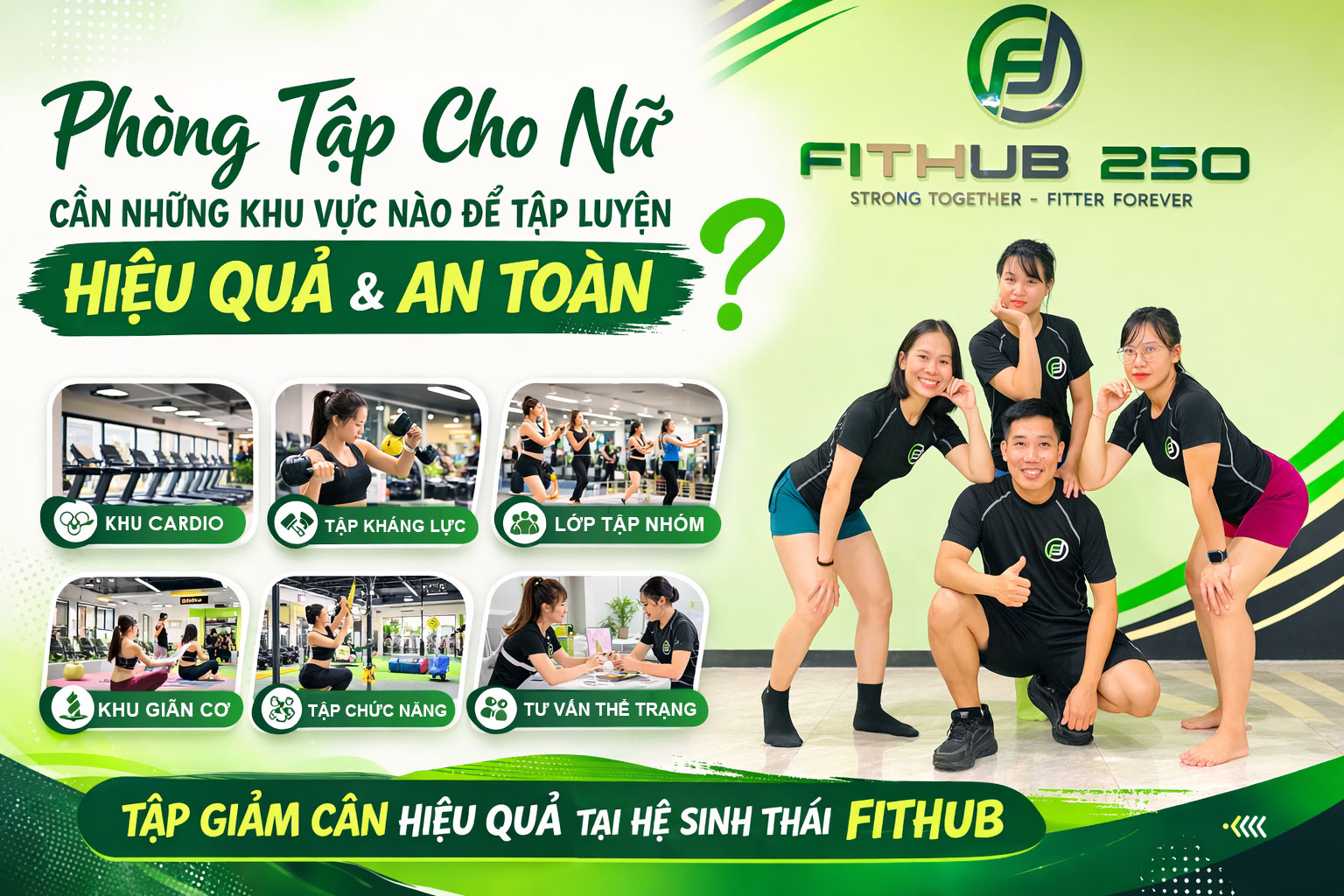Phòng tập cho nữ cần những khu vực nào để tập luyện hiệu quả và an toàn?