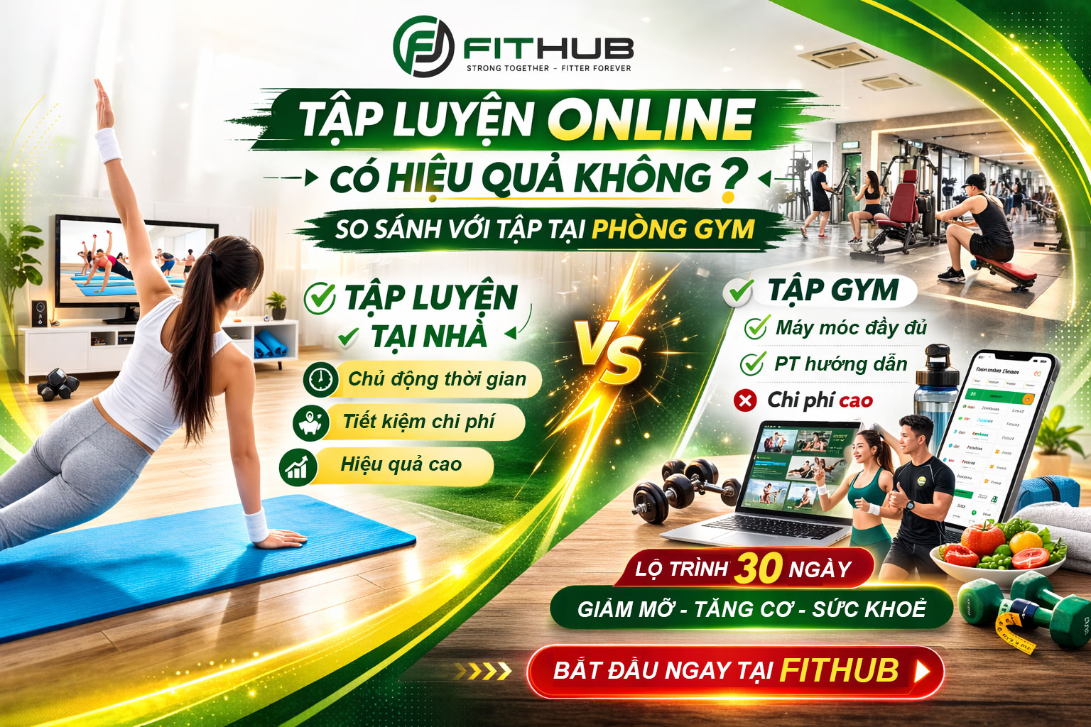 Tập luyện online có hiệu quả không? So sánh với tập tại phòng gym